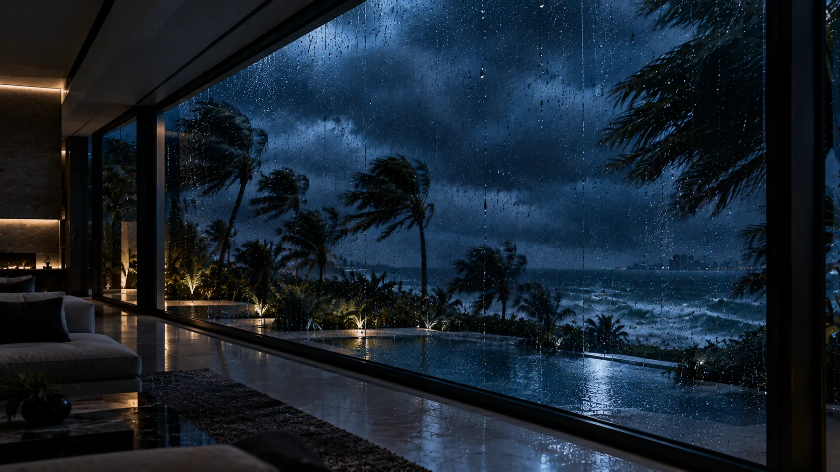 Panoramic impact window over the bay